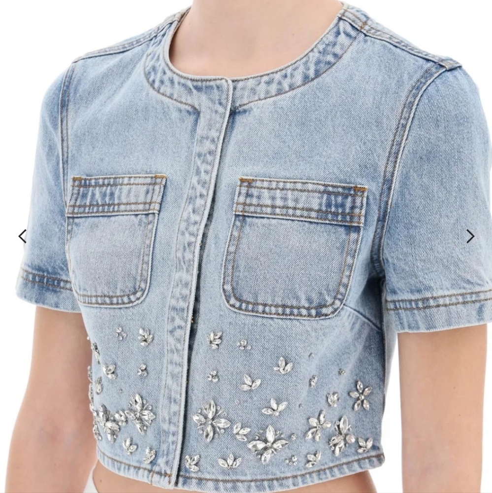 Self Portrait Embellished Denim Top - Picture 5 of 7